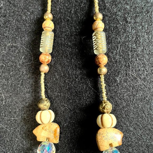 Distinctive Beaded Necklace with Bear Totem Fetish and Painted Pendant - Picture 5 of 8